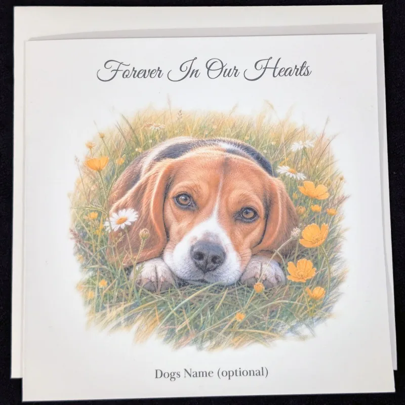	Beagle Sympathy Card — Dog Condolence Card with Free Pet Memorial